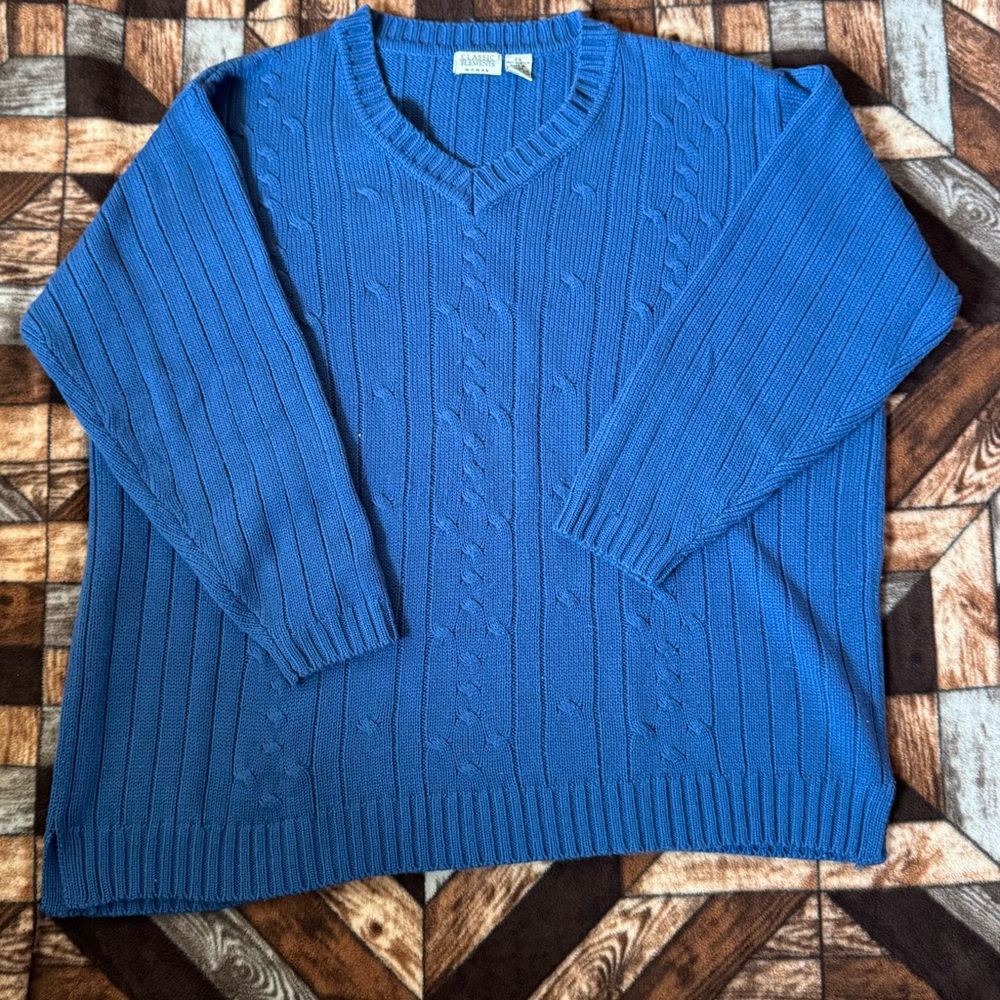 Classic Women's Blue V-Neck Sweater